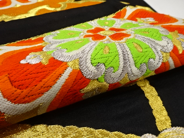 7318929: JAPANESE KIMONO / ANTIQUE FUKURO OBI / SILK / WOVEN